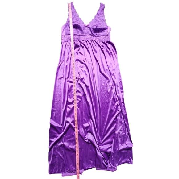 Vintage Shadowline Purple Lace Bodice Nylon Nightgown Women’s Large #31737 - Picture 9 of 9